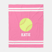 Koel Softball Gepersonaliseerde Kinderen Fleece Deken (Voorkant)