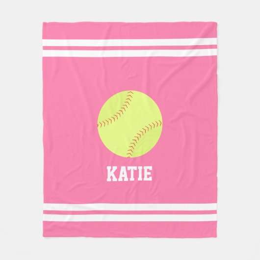 Koel Softball Gepersonaliseerde Kinderen Fleece Deken (Voorkant)