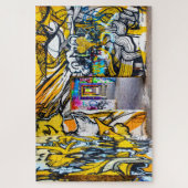 Koel stadsgraffiti in een verlaten gebouw. legpuzzel (Verticaal)