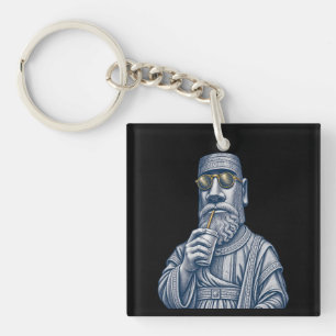 Koel Stenen Man Vintage Kunst Acryl Sleutelhanger