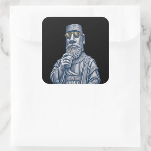 Koel Stenen Man Vintage Kunst Vierkante Sticker