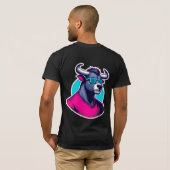 Koel Stier Cartoon Kunst T-shirt (Achterkant volledig)