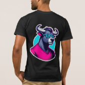 Koel Stier Cartoon Kunst T-shirt (Achterkant)