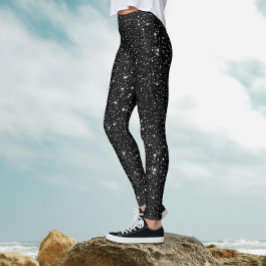 Koel Stijlvolle zwarte Night Sparking Glittery Par Leggings