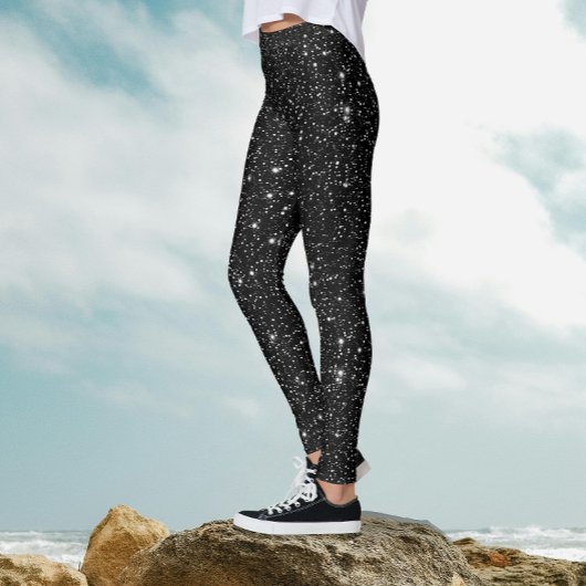 Koel Stijlvolle zwarte Night Sparking Glittery Par Leggings