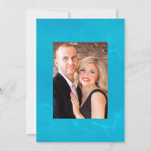 Koel strand bruilofts foto save the date (Achterkant)