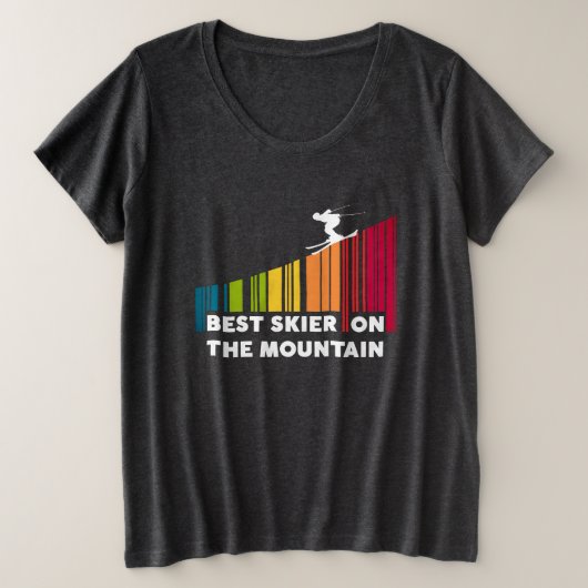 Koel streepjescode ontwerp beste skiër op de berg grote maat t-shirt (Design voorkant)