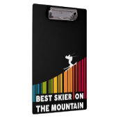 Koel streepjescode ontwerp beste skiër op de berg klembord (Rechts)