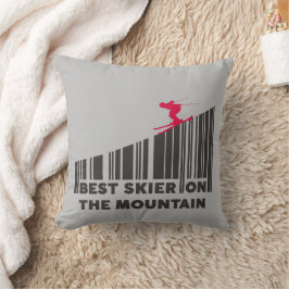 Koel streepjescode ontwerp beste skiër op de berg kussen