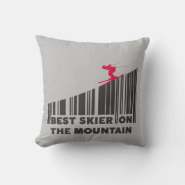 Koel streepjescode ontwerp beste skiër op de berg kussen