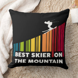 Koel streepjescode ontwerp beste skiër op de berg kussen