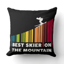 Koel streepjescode ontwerp beste skiër op de berg