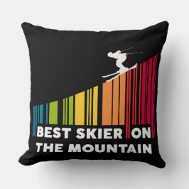 Koel streepjescode ontwerp beste skiër op de berg kussen