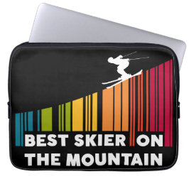 Koel streepjescode ontwerp beste skiër op de berg laptop sleeve