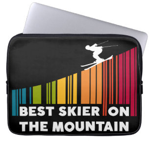 Koel streepjescode ontwerp beste skiër op de berg laptop sleeve