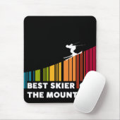Koel streepjescode ontwerp beste skiër op de berg muismat (Met muis)