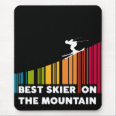 Koel streepjescode ontwerp beste skiër op de berg muismat (Voorkant)