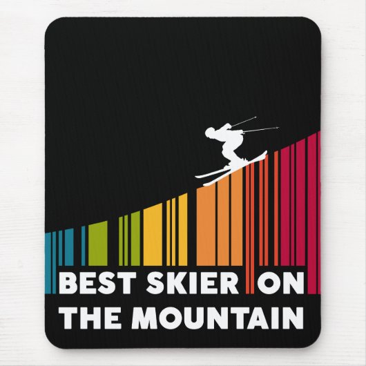 Koel streepjescode ontwerp beste skiër op de berg muismat (Voorkant)