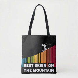 Koel streepjescode ontwerp beste skiër op de berg tote bag