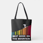 Koel streepjescode ontwerp beste skiër op de berg tote bag (Achterkant)