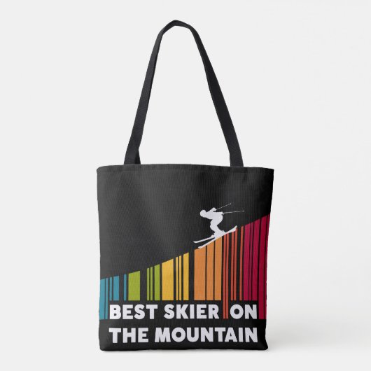 Koel streepjescode ontwerp beste skiër op de berg tote bag (Achterkant)
