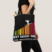 Koel streepjescode ontwerp beste skiër op de berg tote bag (Dichtbij)