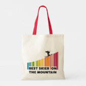 Koel streepjescode ontwerp beste skiër op de berg tote bag (Achterkant)