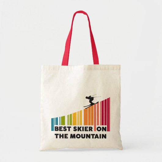 Koel streepjescode ontwerp beste skiër op de berg tote bag (Voorkant)