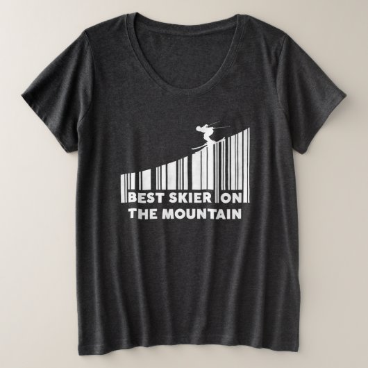 Koel streepjescode ontwerp beste skiër op de berge grote maat t-shirt (Design voorkant)