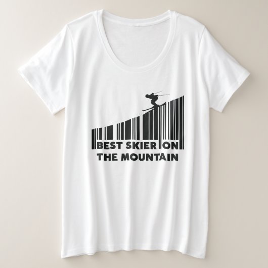 Koel streepjescode ontwerp beste skiër op de berge grote maat t-shirt (Design voorkant)
