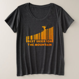 Koel streepjescode ontwerp beste skiër op de berge grote maat t-shirt