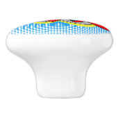 Koel striptekenstijl Pop, BAM! Keramische Knop (Zijkant)