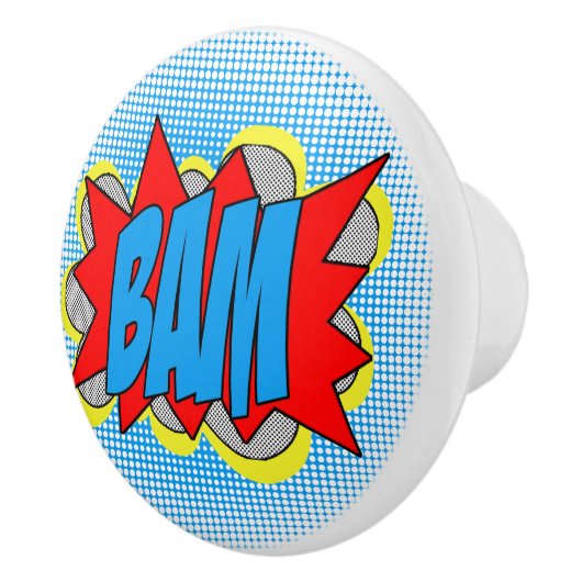 Koel striptekenstijl Pop, BAM! Keramische Knop (Rechts)