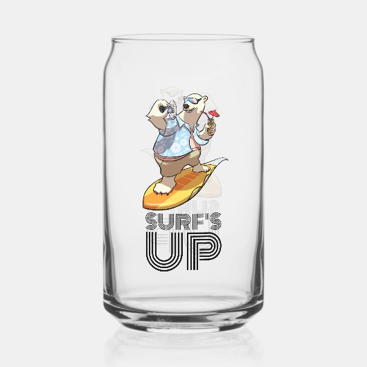 Koel Surfen Polar Beer Surf Omhoog Cartoon Blikvorm Glas (Voorkant)