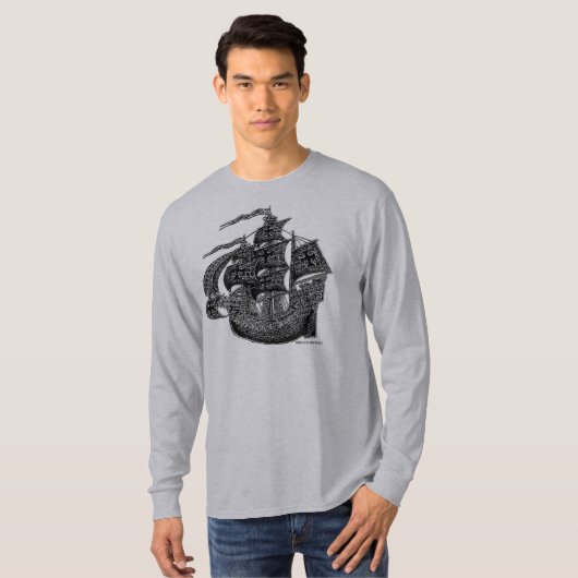 Koel t-shirt ontwerp van het kabelzeilschip (Voorkant volledig)