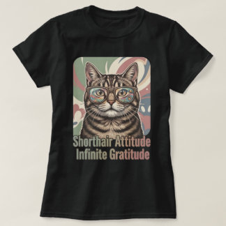 Koel Tabby Kat Ronde Bril Muur Kunst T-shirt
