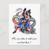 Koel tattoo van Samurai Fight Dragon Briefkaart (Voorkant)