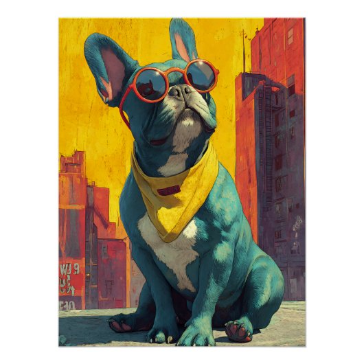 Koel Teal Frenchie Shades Perfect Poster (Voorkant)