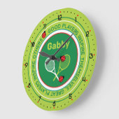 Koel tennisslogan met aangepaste naam  grote klok (Hoek)