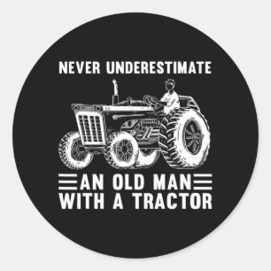 Koel tractorontwerp voor opa Mannen tractor Ronde Sticker
