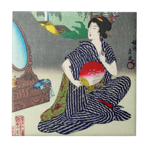 Koel traditionele japanse houtverwerkende geisha-k tegeltje