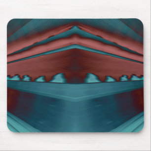 Koel, trendy futuristisch kunstwerk in rood en bla muismat