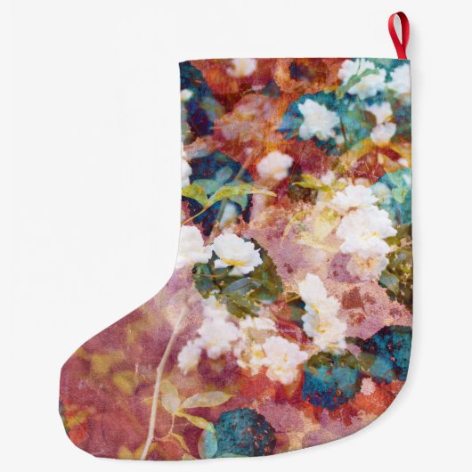 Koel, trendy kunst van het romantisch bloempatroon grote kerstsok (Achterkant)