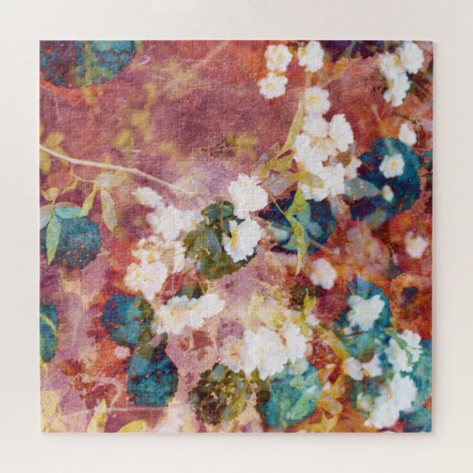 Koel, trendy kunst van het romantisch bloempatroon legpuzzel (Horizontaal)