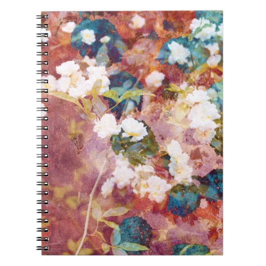 Koel, trendy kunst van het romantisch bloempatroon notitieboek (Voorkant)