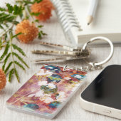 Koel, trendy kunst van het romantisch bloempatroon sleutelhanger (Voorkant Rechts)