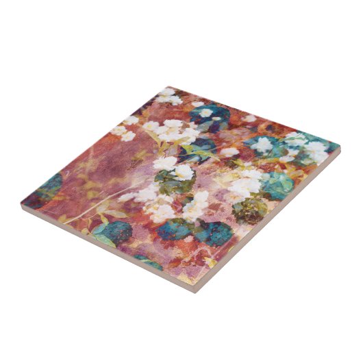 Koel, trendy kunst van het romantisch bloempatroon tegeltje (Zijkant)