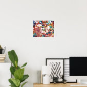 Koel, trendy kunst van romantisch bloempatroon poster (Thuiskantoor)