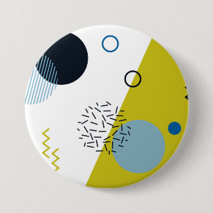 Koel, trendy, modern, groenachtig blauwe ronde button 7,6 cm