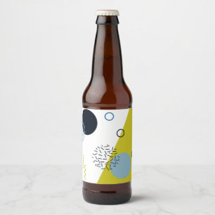 Koel, trendy, modern, Memphis groen blauw geometri Bier Etiket